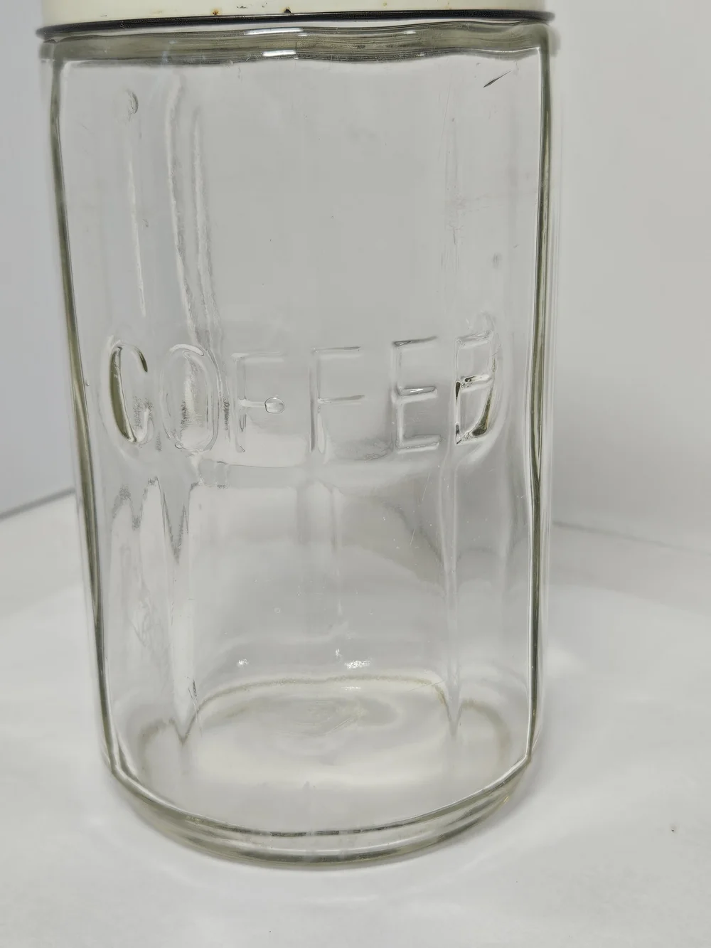 Vintage Hoosier Cabinet 12-Panel Glass Coffee Canister Jar With Metal  Lid